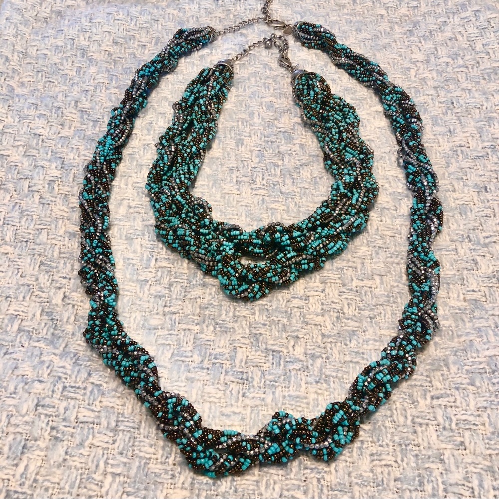 2 Chico’s multi strand twisted bead necklaces